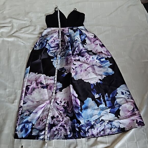 Sweet Storm Women's Floral Spaghetti Straps Maxi Dress Black/Purple Small - Picture 12 of 16